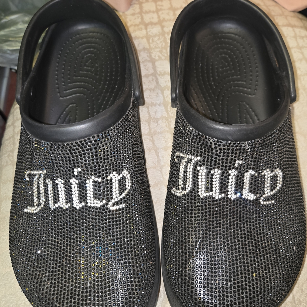 Juicy Couture Black Rhinestone Women Slippers